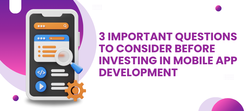 Mobile App development for IOS and Android - 3 Important Questions To Consider Before Investing In Mobile App Development